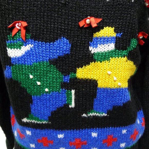 90s - 00s Adell Barre skiing Ugly sweater . large - Picture 4 of 7
